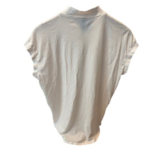 Eileen Fisher Womens Band Neck Oversized Tunic Long Top Cut Sleeve White Sz XS - Picture 2 of 8